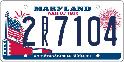 MD license plate 2BK7104