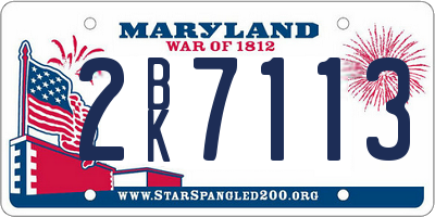MD license plate 2BK7113