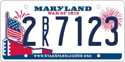 MD license plate 2BK7123