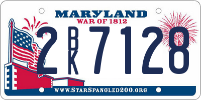 MD license plate 2BK7128