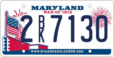 MD license plate 2BK7130