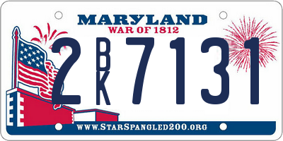 MD license plate 2BK7131