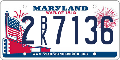 MD license plate 2BK7136