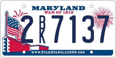 MD license plate 2BK7137