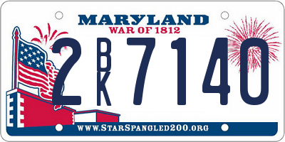 MD license plate 2BK7140