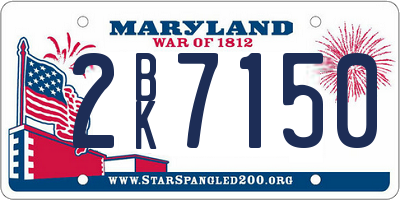 MD license plate 2BK7150