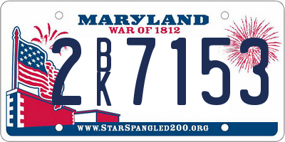 MD license plate 2BK7153