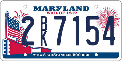 MD license plate 2BK7154