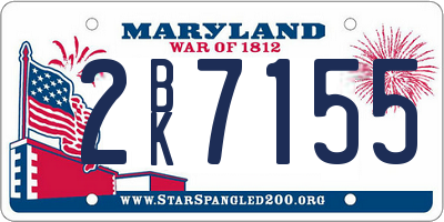 MD license plate 2BK7155
