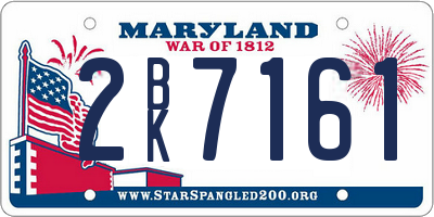 MD license plate 2BK7161