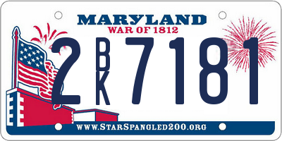 MD license plate 2BK7181