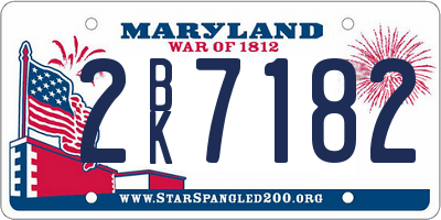 MD license plate 2BK7182