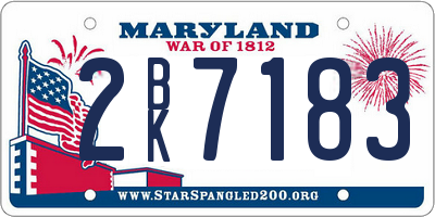 MD license plate 2BK7183