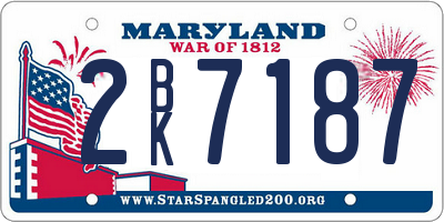 MD license plate 2BK7187