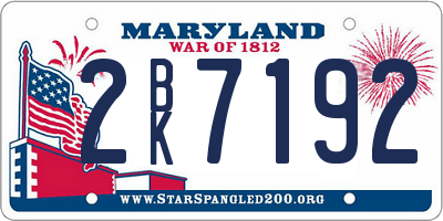 MD license plate 2BK7192