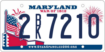 MD license plate 2BK7210