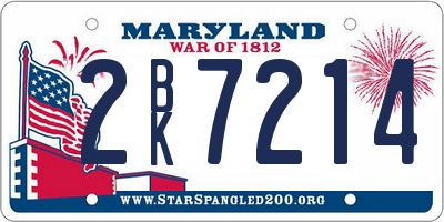 MD license plate 2BK7214