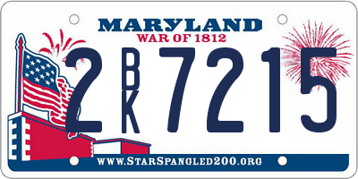 MD license plate 2BK7215