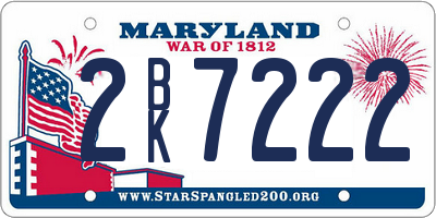 MD license plate 2BK7222