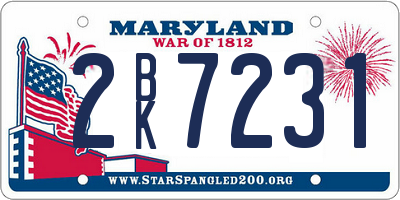 MD license plate 2BK7231