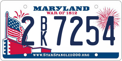 MD license plate 2BK7254