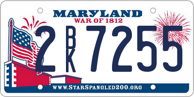 MD license plate 2BK7255