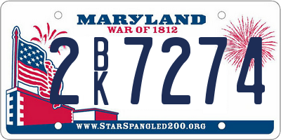 MD license plate 2BK7274