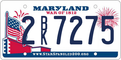 MD license plate 2BK7275