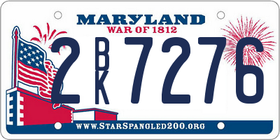 MD license plate 2BK7276