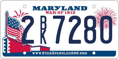 MD license plate 2BK7280