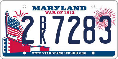 MD license plate 2BK7283