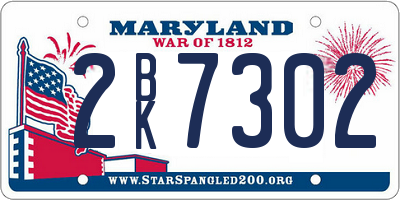 MD license plate 2BK7302