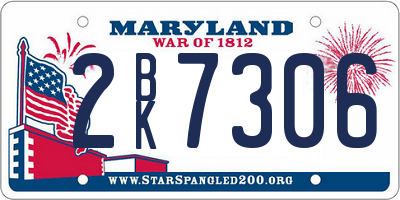 MD license plate 2BK7306