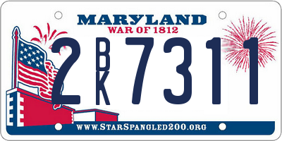 MD license plate 2BK7311