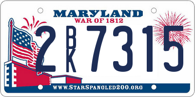MD license plate 2BK7315