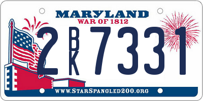 MD license plate 2BK7331