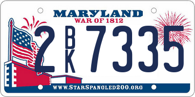 MD license plate 2BK7335
