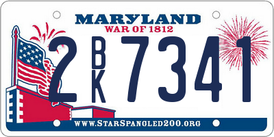 MD license plate 2BK7341