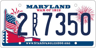 MD license plate 2BK7350