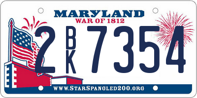 MD license plate 2BK7354