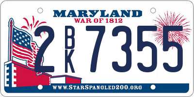 MD license plate 2BK7355