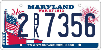 MD license plate 2BK7356