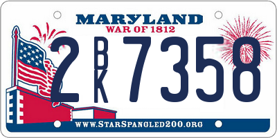 MD license plate 2BK7358