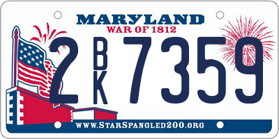 MD license plate 2BK7359