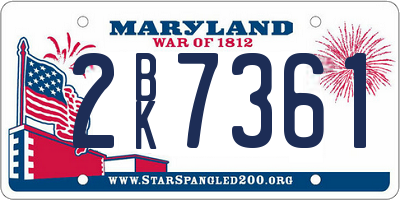 MD license plate 2BK7361