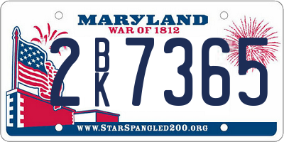 MD license plate 2BK7365