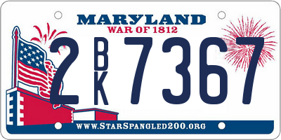MD license plate 2BK7367
