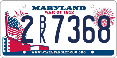 MD license plate 2BK7368