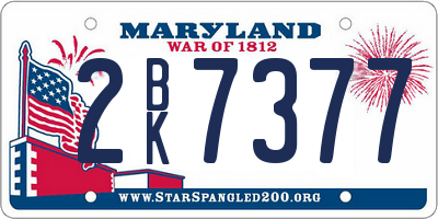 MD license plate 2BK7377