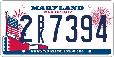MD license plate 2BK7394